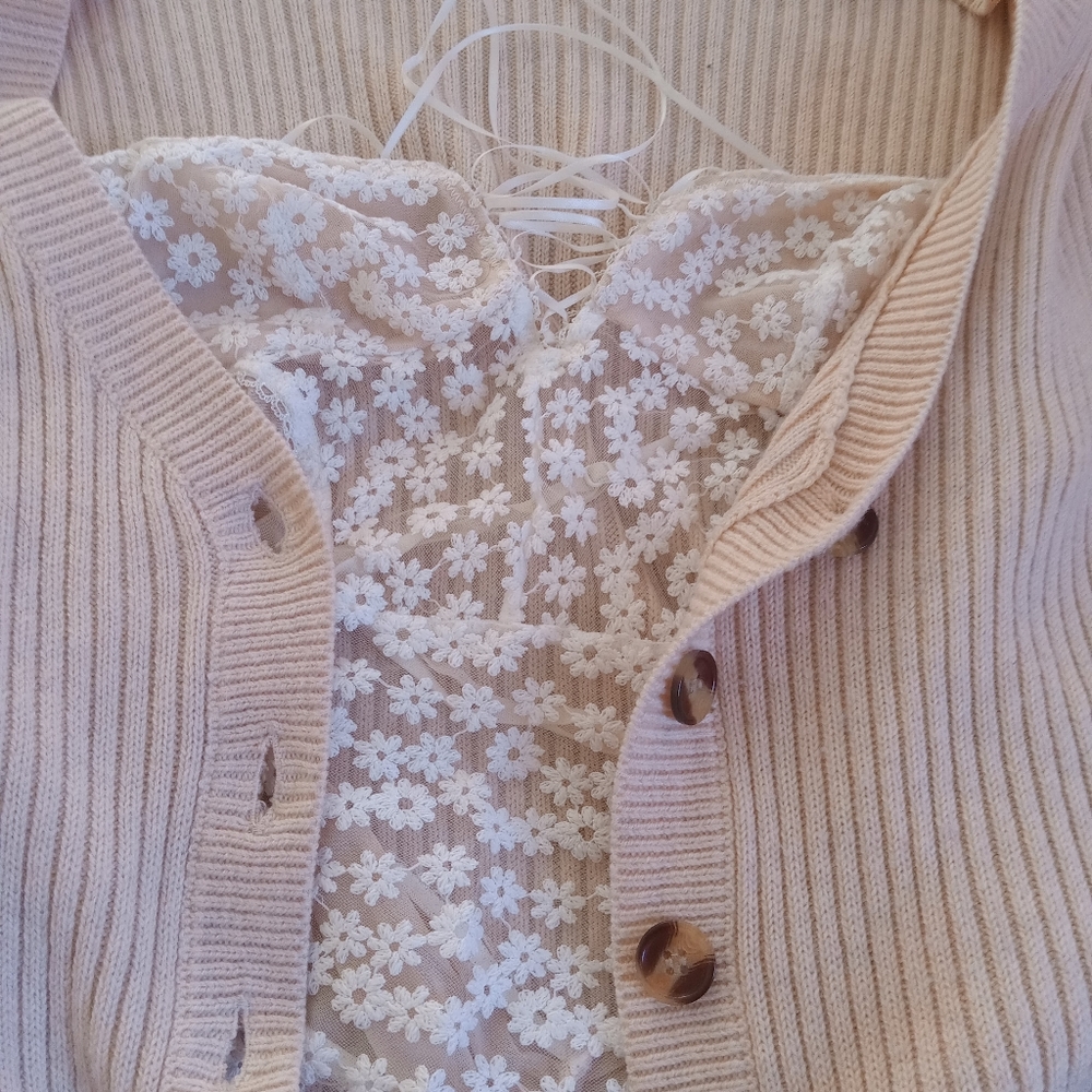 Lace up embroidered flower bodysuit